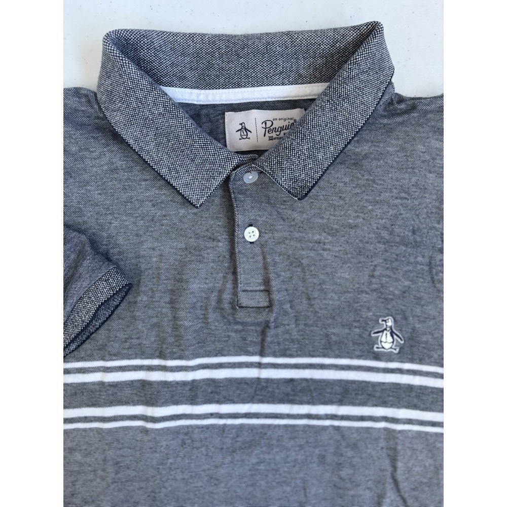 Original Penguin by‎ Munsingwear Men's XL Gray Cotton Knit Short Sleeve Polo